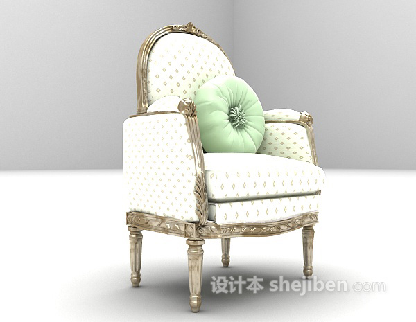 免费欧式田园风格单人沙发3d模型下载
