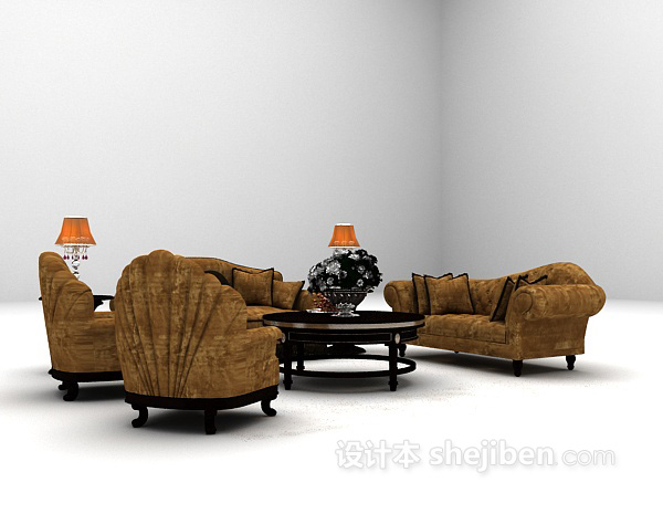 设计本灰色组合沙发大全3d模型下载
