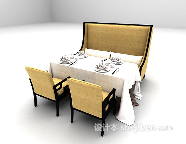 免费欧式组合餐桌3d模型下载