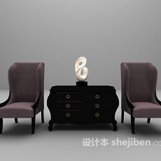 欧式家居椅组合3d模型下载