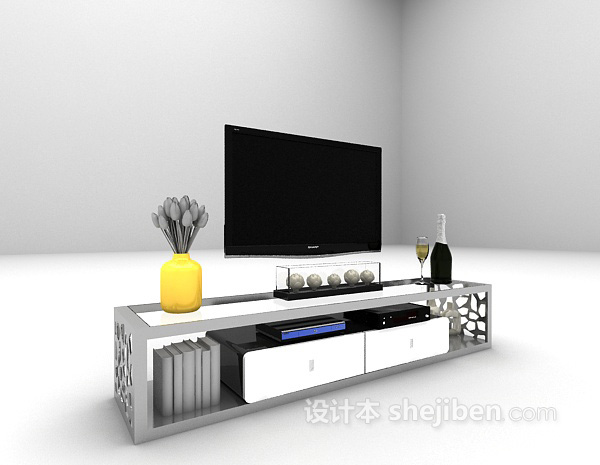 现代风格现代简易电视柜3d模型下载