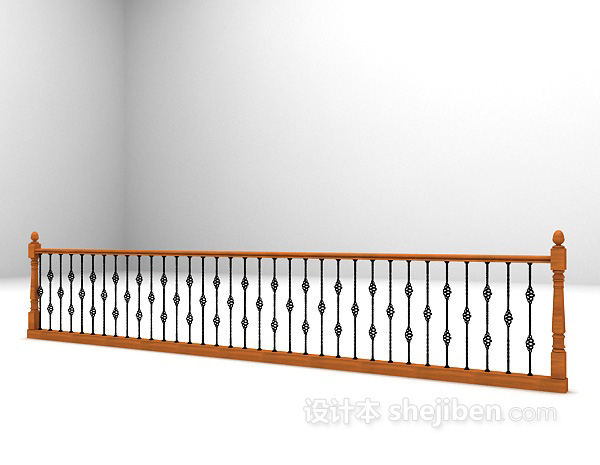 设计本木质栏杆3d模型下载