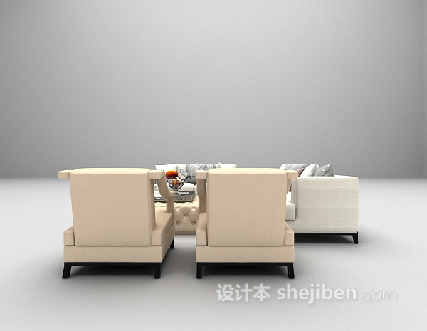 设计本现在白色组合沙发3d模型下载