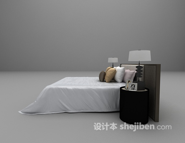 设计本白色双人床大全3d模型下载