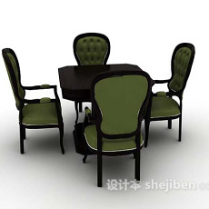 黑色桌椅组合欣赏3d模型下载