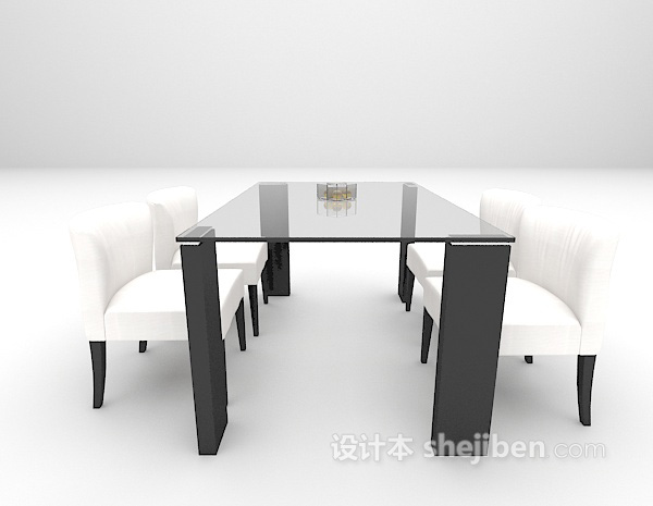 设计本现代餐桌3d模型下载