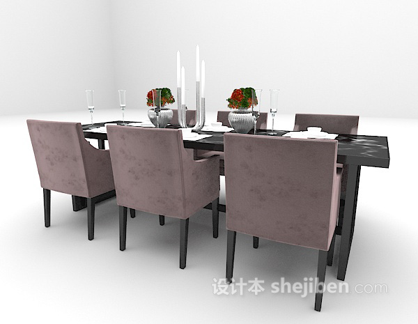 免费黑色餐桌组合免费3d模型下载