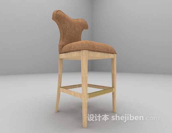 设计本皮质吧台椅免费3d模型下载