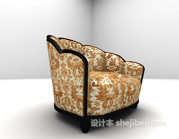 欧式风格欧式古典花纹沙发3d模型下载