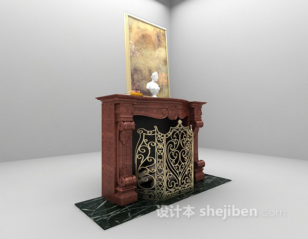 设计本棕色壁炉欣赏3d模型下载