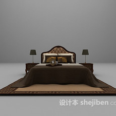 棕色床具3d模型下载