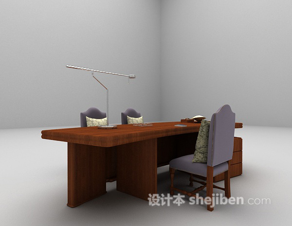 设计本欧式办公桌3d模型下载