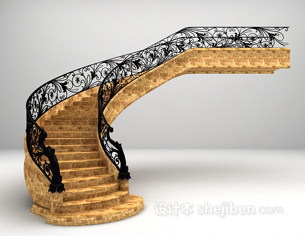 欧式风格石材楼梯3d模型下载