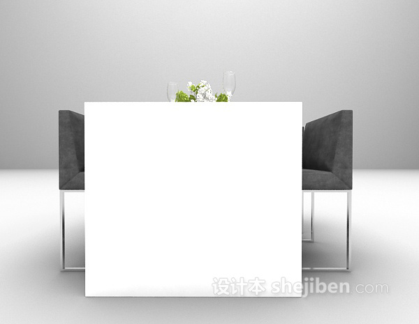 设计本白色桌椅组合3d模型下载