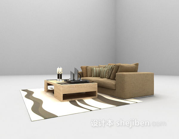 免费简洁风格组合沙发3d模型下载