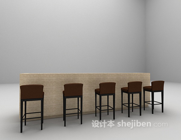 现代风格吧台椅免费3d模型下载