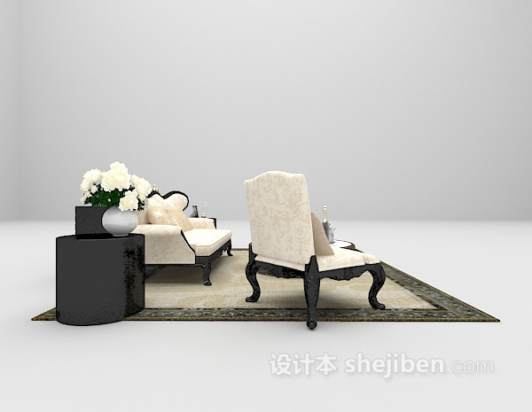 欧式风格欧式浅色沙发大全3d模型下载