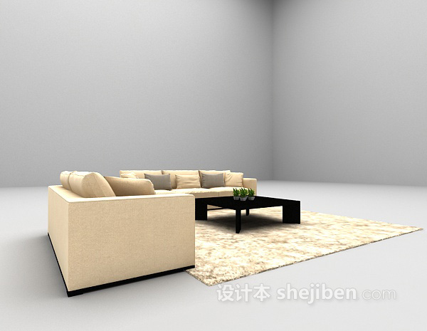 现代风格现代组合沙发3d模型下载