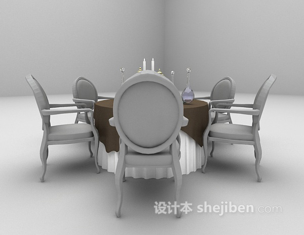 欧式风格欧式木质餐桌免费3d模型下载