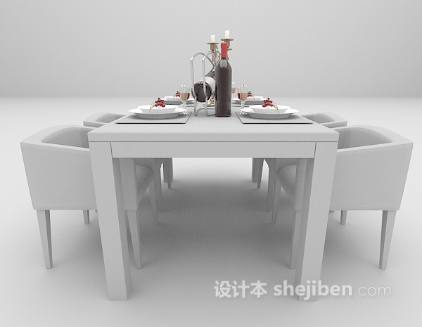 设计本灰色桌椅3d模型下载