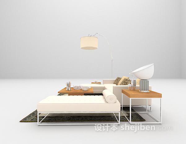 现代风格白色沙发组合3d模型下载