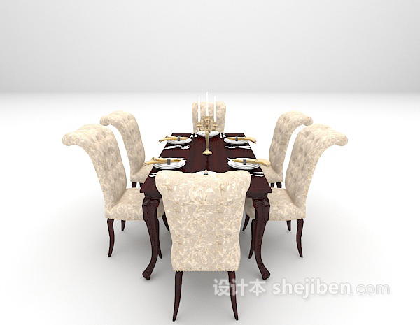 设计本2015欧式西餐餐桌组合3d模型下载