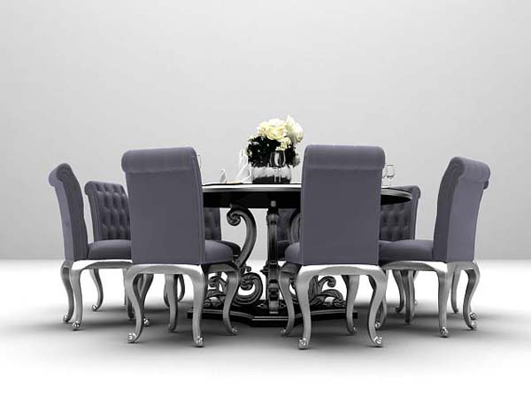 欧式风格欧式布艺餐桌3d模型下载