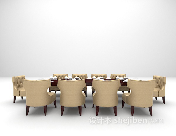 欧式棕色餐桌3d模型下载