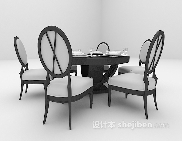 欧式风格棕色欧式餐桌3d模型下载
