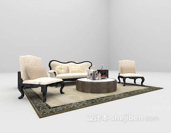 欧式浅色沙发大全3d模型下载