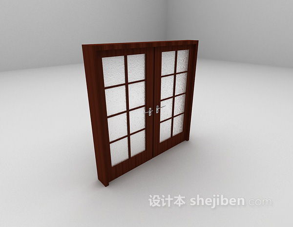 现代风格现代玻璃木门3d模型下载