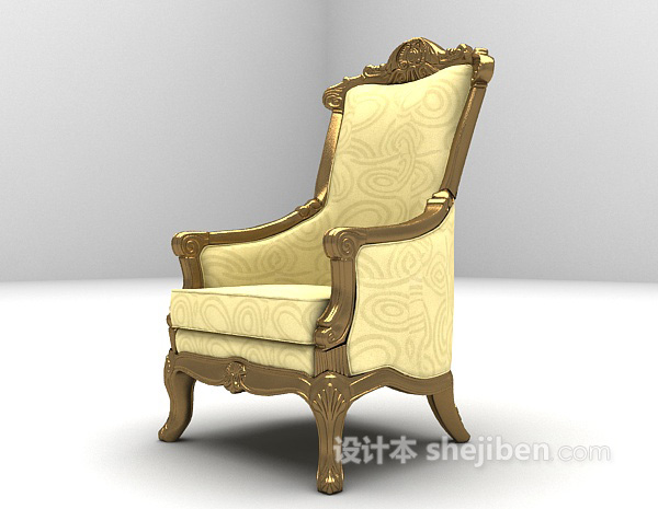 设计本欧式单人沙发3d模型下载