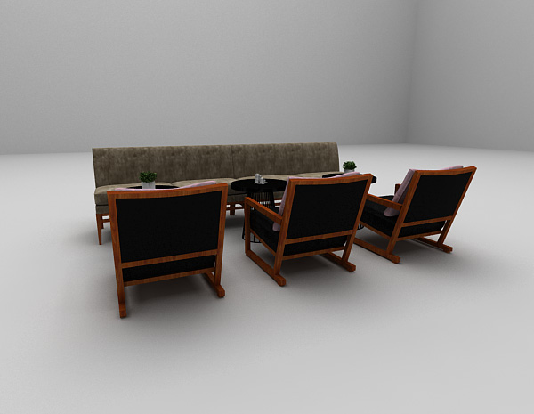 欧式风格多人沙发3d模型下载