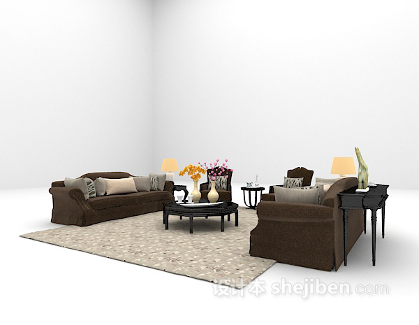 免费家庭组合沙发3d模型下载