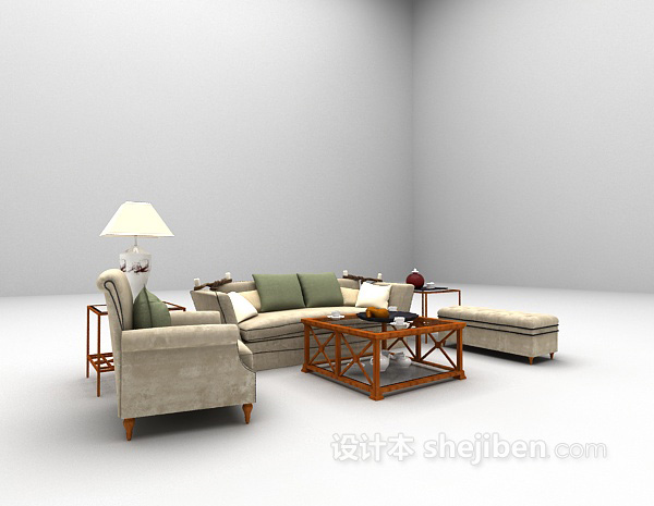 欧式风格欧式皮质沙发3d模型下载