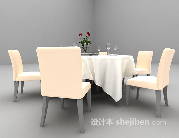 现代风格白色圆桌3d模型下载