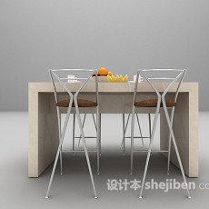 白色大理石桌椅组合欣赏3d模型下载