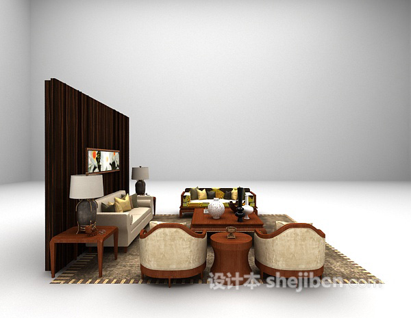 设计本木质欧式沙发3d模型下载