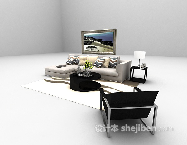 设计本现代家庭沙发欣赏3d模型下载