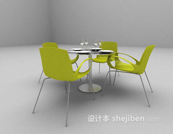 免费玻璃餐桌3d模型下载