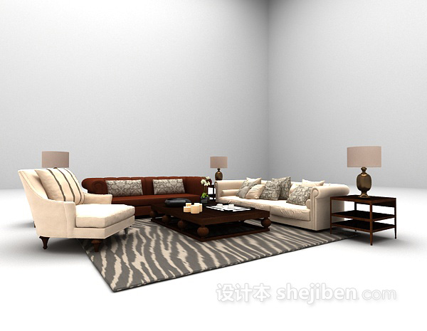 欧式风格欧式家用沙发3d模型下载