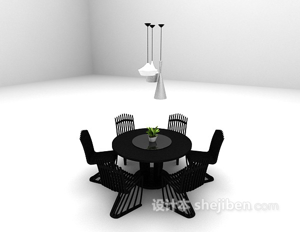 免费木质桌椅组合3d模型下载
