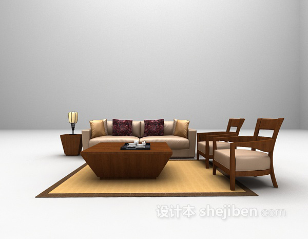 现代风格沙发组合欣赏3d模型下载