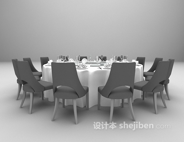 设计本圆形桌椅3d模型下载