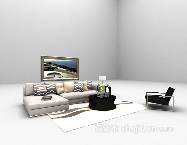 现代家庭沙发欣赏3d模型下载