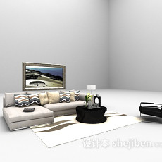 现代家庭沙发欣赏3d模型下载
