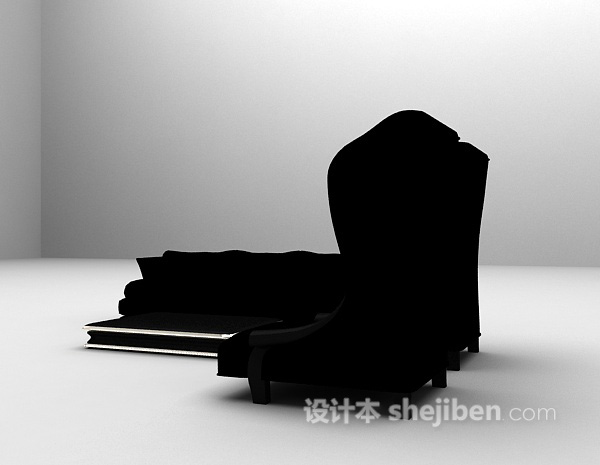 设计本黑色高背椅沙发组合3d模型下载