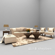 现代浅色沙发组合3d模型下载