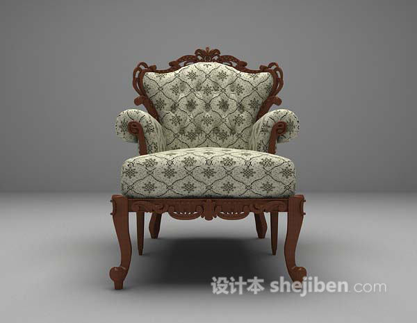 设计本布艺椅3d模型下载