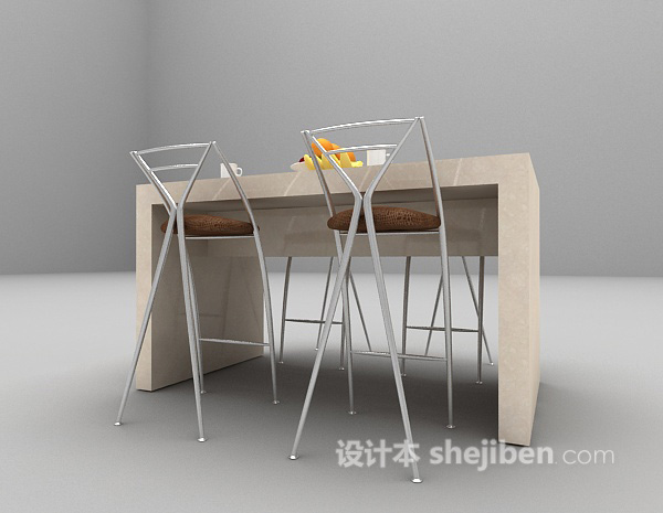 免费白色大理石桌椅组合欣赏3d模型下载